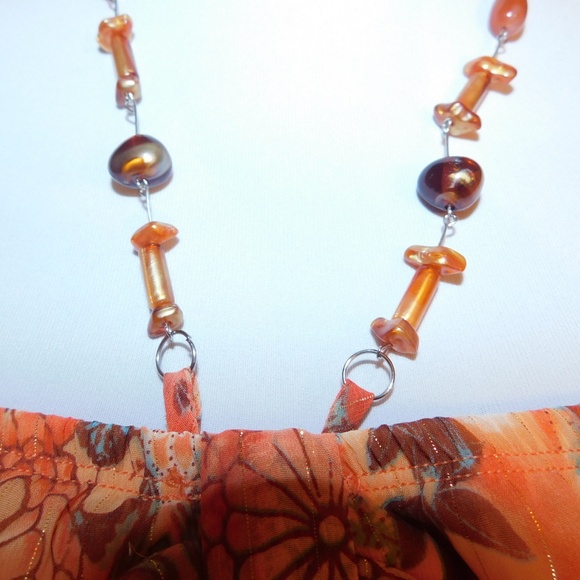 Peach bead necklace halter - 3X - BRAND NEW - Picture 5 of 6